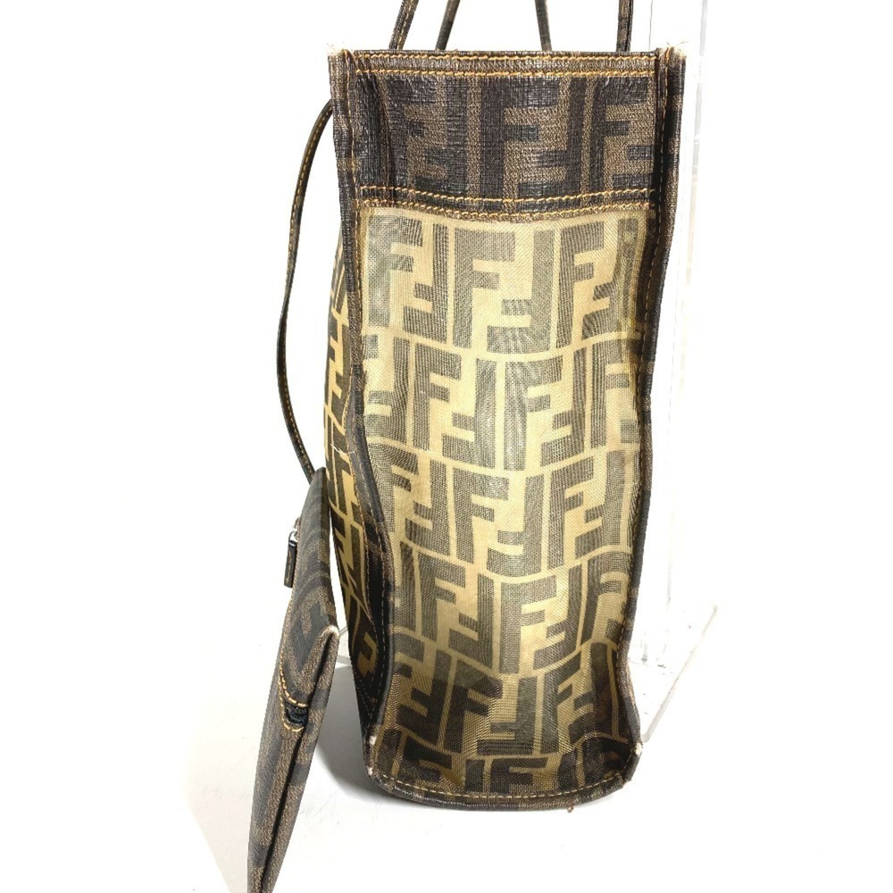 FENDI handbag with pouch, Zucca mesh logo, tote bag, shoulder women's, brown. - Picture 3 of 13